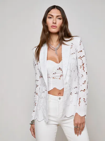 L Agence Clementine Lace Blazer In White