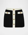 L Agence Coco Colorblock Chic Mini Skirt In Black