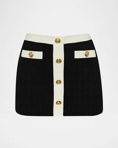 L Agence Coco Colorblock Chic Mini Skirt In Black
