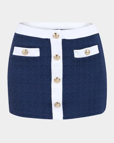 L Agence Coco Colorblock Chic Mini Skirt In Marine