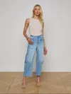L Agence Cody Cropped Barrel-leg Jean In Blue