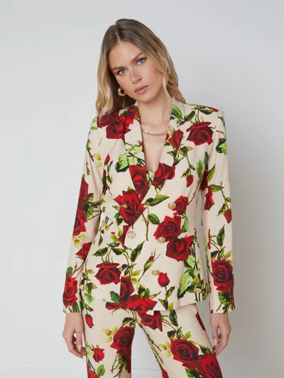 L Agence Colin Blazer In Sand/red Romantic Rose