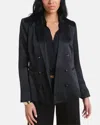 L Agence Colin Silk Charmeuse Blazer In Black