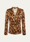 L AGENCE COLIN LEOPARD DOUBLE-BREASTED BLAZER