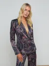 L Agence Colin Satin Blazer In Plum Multi Boute Paisley
