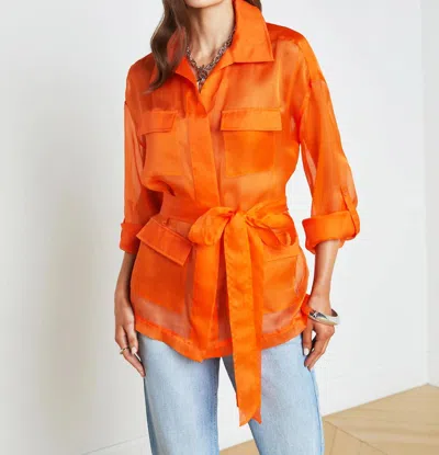 L Agence Colson Safari Jacket In Pop Orange In Multi