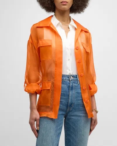 L Agence Colson Sheer Safari Jacket In Pop Orange