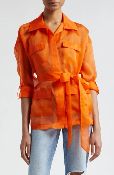 L Agence Colson Silk Organza Jacket In Pop Orange