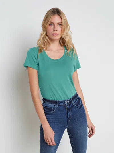 L Agence Cory Cotton Scoopneck Tee In Blue