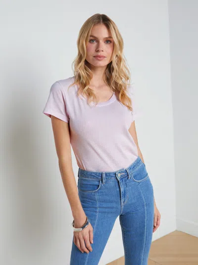 L Agence Cory Cotton Scoopneck Tee In Lilac Snow