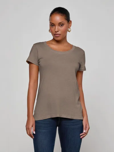 L Agence Cory S/s Crew Nk Tee In Brown
