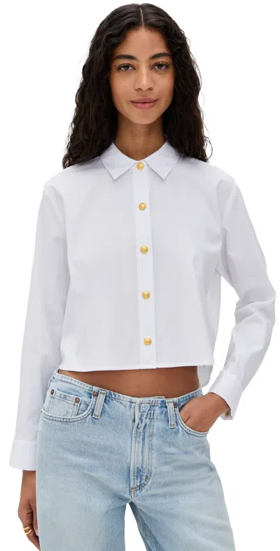 L AGENCE COSETTE CROP HIGH LOW SHIRT WHITE/GOLD