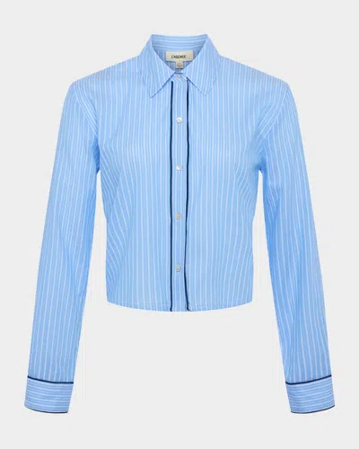 L Agence Cosette Stripe Cropped Shirt In Multi