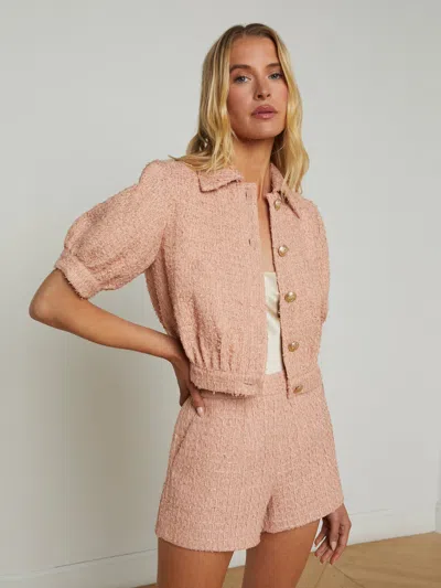 L Agence Cove Cropped Tweed Jacket In Dusty Pink