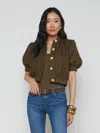 L Agence Cove Cropped Tweed Jacket In Pine