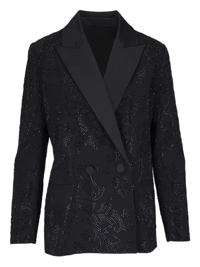 L Agence Crystal-embellished Double-breasted Blazer