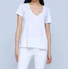 L Agence Carly V-neck Tee In White