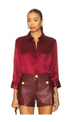 L Agence Tyler Blouse In Dark Bordeaux In Red