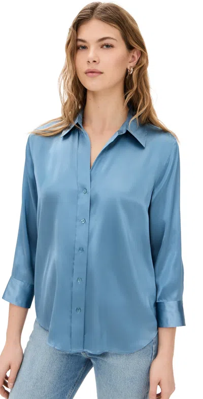 L Agence Dani 3/4 Sleeve Blouse Blue Mist