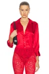 L Agence Dani Silk Blouse In High Risk Red