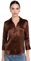 L Agence Dani Blouse In Hot Fudge In Hot Fudge