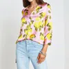 L'agence Dani 3/4 Sleeve Blouse In Cotton Candy Lemon In Multi