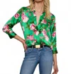 L Agence Dani Button-front Silk Blouse In Green