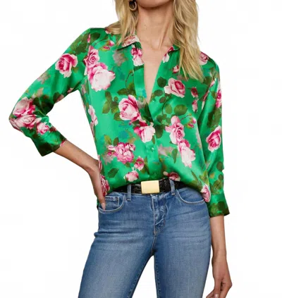 L AGENCE DANI 3/4 SLEEVE BLOUSE IN GRAND MULTI SANTE FE ROSE