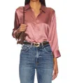 Shop L Agence Dani 3/4 Sleeve Blouse In Mauve Rose In Multi