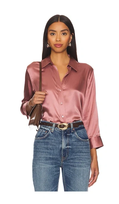 L Agence Dani 3/4 Sleeve Blouse In Mauve Rose In Multi