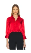 L Agence Dani Silk Blouse In Red
