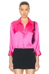 L Agence L'agence Dani Silk Charmeuse Blouse In Shocking Pink