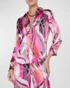 L'agence Dani Belt Swirl Printed Silk Blouse In Pink Mlt Buckle Swirl