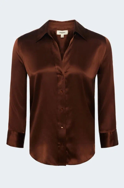 L Agence Dani Blouse In Hot Fudge