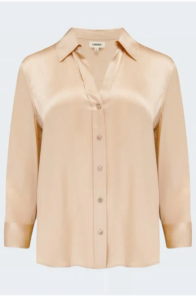 L Agence Dani Blouse In Toasted Almond In Neutral