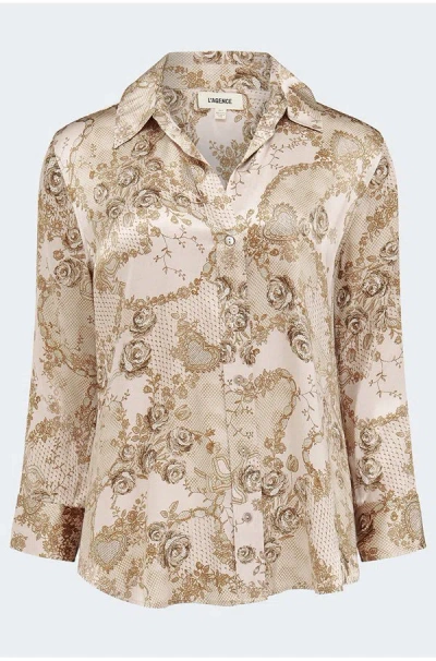 L'agence Dani Blouse In Toasted Almond Lace In Neutral