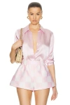 L Agence Dani Silk Blouse In Lilac Snow