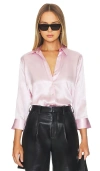 L Agence Dani Silk Blouse In Lilac Snow