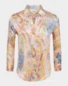 L Agence Dani Button-front Silk Blouse In Multi
