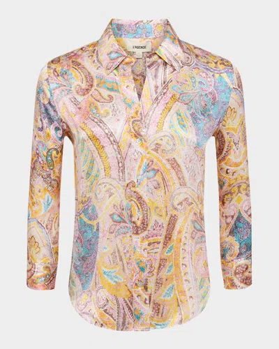 L Agence Dani Button-front Silk Blouse