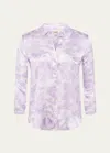 L Agence Dani Button-front Silk Blouse In Lilacwht