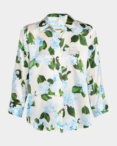 L Agence Dani Hydrangea Silk Blouse