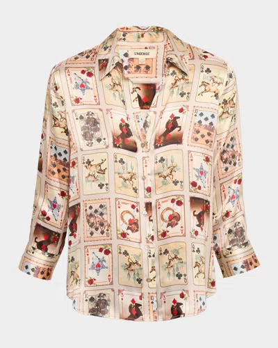 L Agence Dani Printed Silk Blouse In Multi
