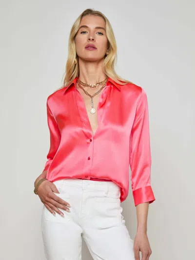 L Agence Dani Silk Blouse In Pink