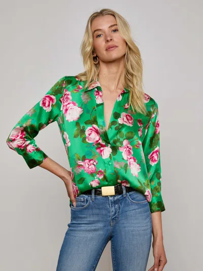 L Agence Dani Silk Blouse In Green