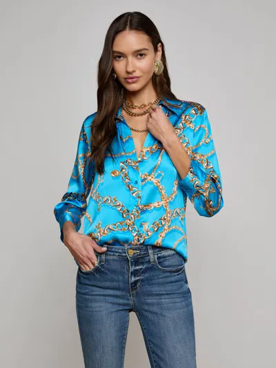L Agence Dani Silk Blouse In Blue