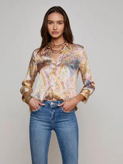 L Agence Dani Silk Blouse In Multi