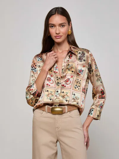 L Agence Dani Silk Blouse In Brown