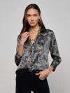 L Agence Dani Silk Blouse In Gray