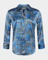 L Agence Dani Silk Blouse In Bl Hrznslvr Good Luck Chain